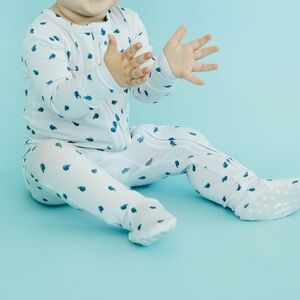 Bashful Baby Bamboo zippy Footy Pajamas Whale Print